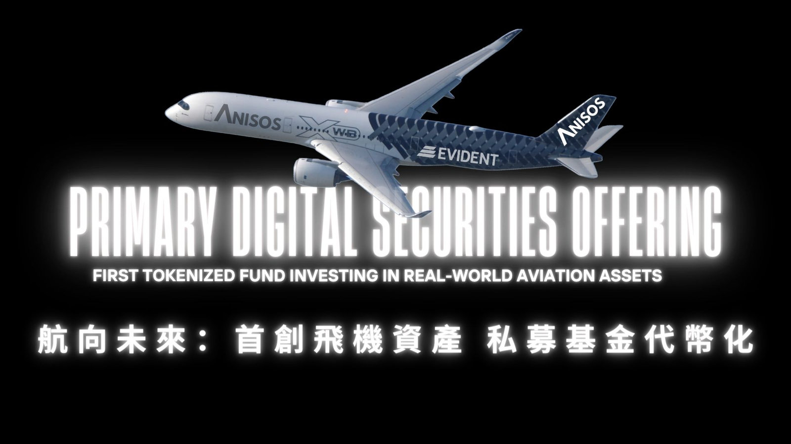 Anisos and Evident branded aircraft — primary digital securities offering, first tokenized fund investing in real-world aviation assets